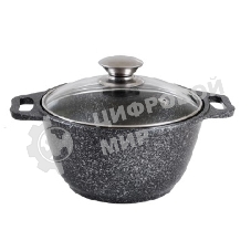 КУКМОР КМТ42а 4,0л Кастрюля литая 4,0л стеклянная крышка. Темный мрамор.