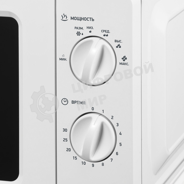 Микроволновая печь BBK 17MWS-781M/W белый, 17 л, 700 Вт, переключатели - поворотный механизм
