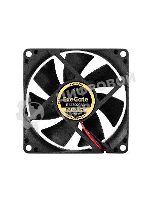 Вентилятор для корпуса ExeGate ExtraSilent ES08025SM черный, 80 мм, 2100 об/мин, 21 дБ, 3 pin