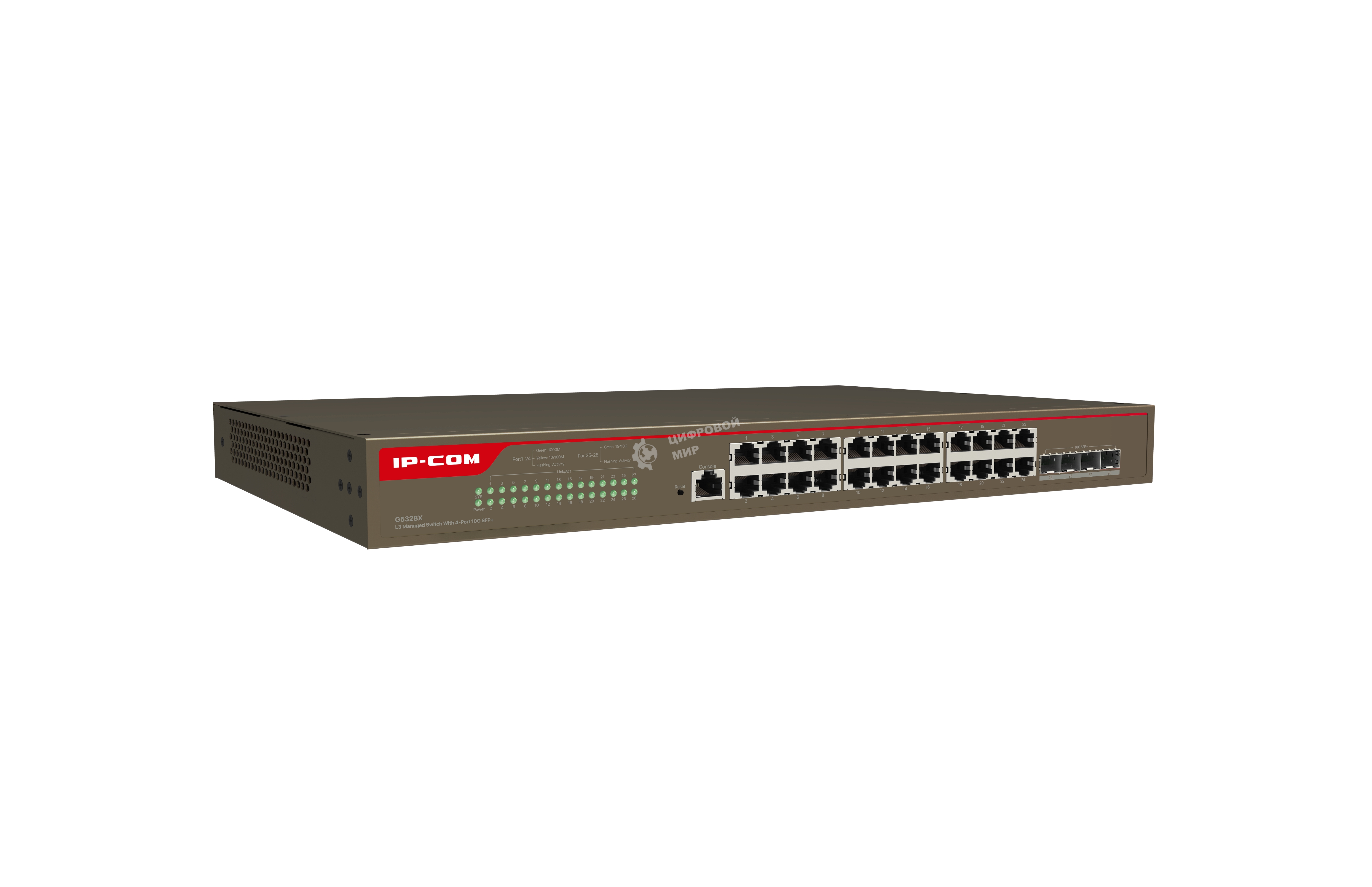Коммутатор управляемый в стойку, 24*1Gbit RJ45, 4*SFP 10Gbit, console port IP-COM G5328X