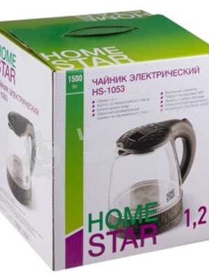 Чайник электрический Homestar HS-1053 1.2 л, стекло/пластик, черный