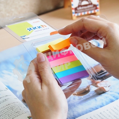 Закладки самоклеящиеся, индексы бумажные Hopax 21618 10x50мм, 7 цветов в упаковке, 40 листов, блистер