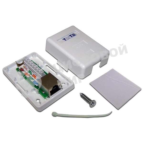 Настенная розетка, 1 порт RJ-45 категории 6, STP, белая