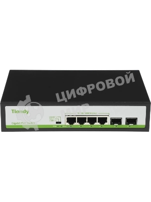 Коммутатор Tiandy TC-P3S06 Spec:H/0402/AT/60/V2.0, 4×1 Гбит/с PoE + 2×1 Гбит/с SFP, неуправляемый