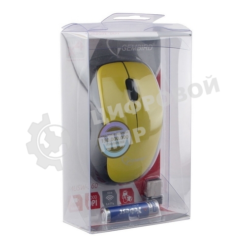 Мышь беспроводная Gembird MUSW-360-LM желтый, 1000 dpi, радиоканал, USB, кнопки - 3