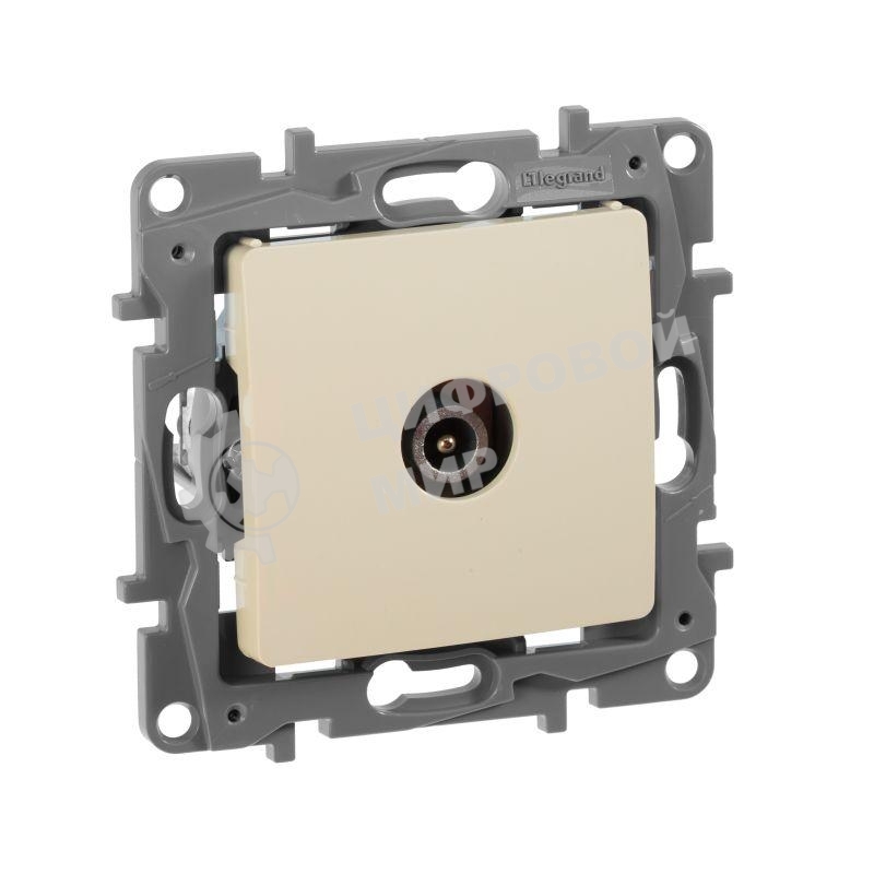 Розетка телевизионная проходная, 15дБ, сл. кость ETIKA Розетка TV проходная, 15дБ, сл. кость