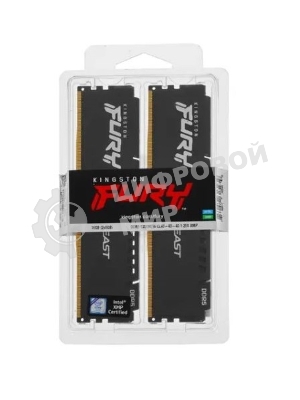Оперативная память Kingston Fury Beast, DDR5, 32GB (2x16GB), 5600MHz, CL40, DIMM, с радиаторами, черный