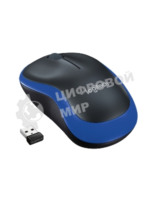 Мышь беспроводная Logitech M185 синий, 1000 dpi, радиоканал, USB, кнопки - 3
