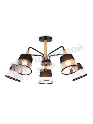 Светильник Ambrella light TR4741/5 BK/LW черный/светлое дерево E27/5 max 40W D760*350
