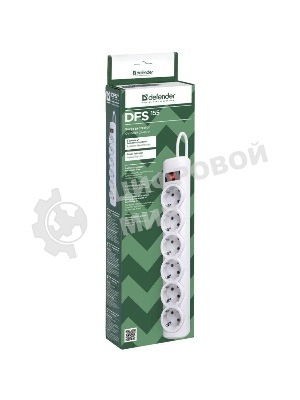 Сетевой фильтр Defender DFS 155 5.0 m, 6 розеток, белый