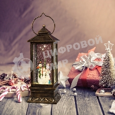 Декоративный фонарь с эффектом снегопада и подсветкой Новый год