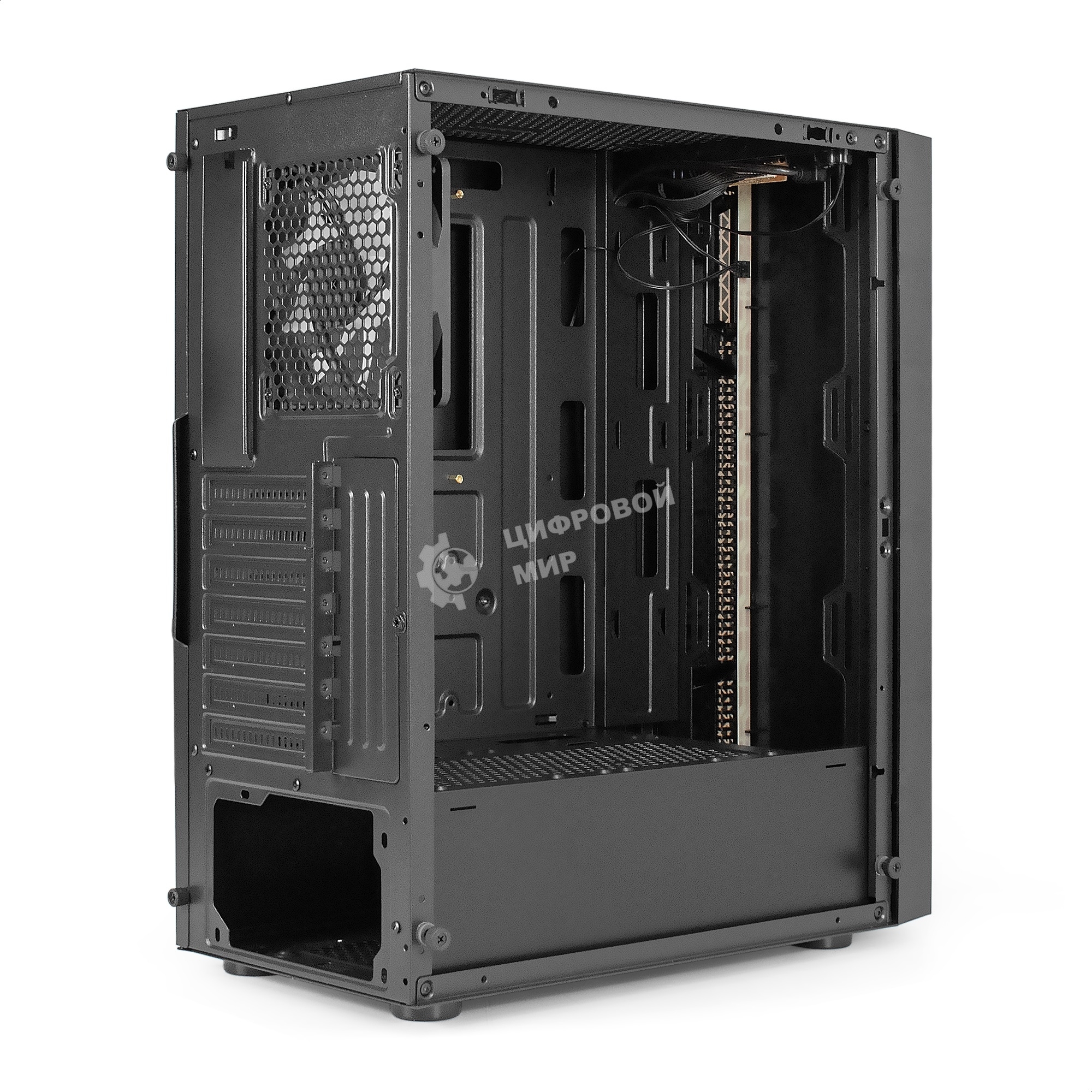 Компьютерный корпус Miditower ExeGate EVO-9211 (ATX, без БП, с окном, 2хUSB+1хUSB 3.0, HD аудио, черный, 1 вент. с RGb подсветкой)