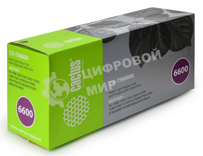 Картридж лазерный Cactus CS-TN6600 черный (6000 стр.) для Brother HL-1030/1230/1240/1250/1270N/1440/1450/1470N