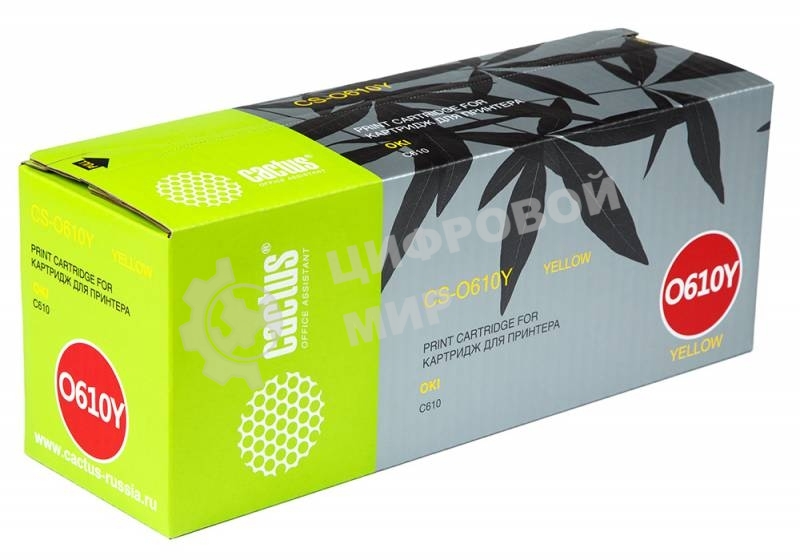 Картридж лазерный Cactus CS-O610Y желтый (6000 стр.) для Oki C610 series