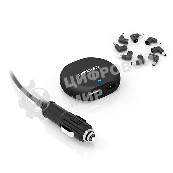 Зарядное устройство для ноутбука CROWN USB CMLC-3294 черный (Автомобильное 12V, 90W 15-20V, порт USB 5V 2.1A)