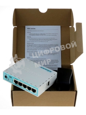 Роутер MikroTik RB750Gr3 hEX (RouterOS L4) with power supply and case 5 port 10/100/1000 гигабитный высокопроизводительный Ethernet