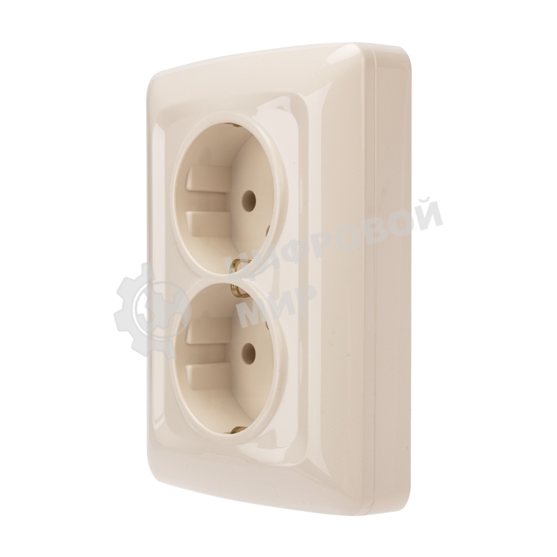 Розетка Kranz 2-ая DEA керамика с/з с/у 16А бежевый (1/10/100)