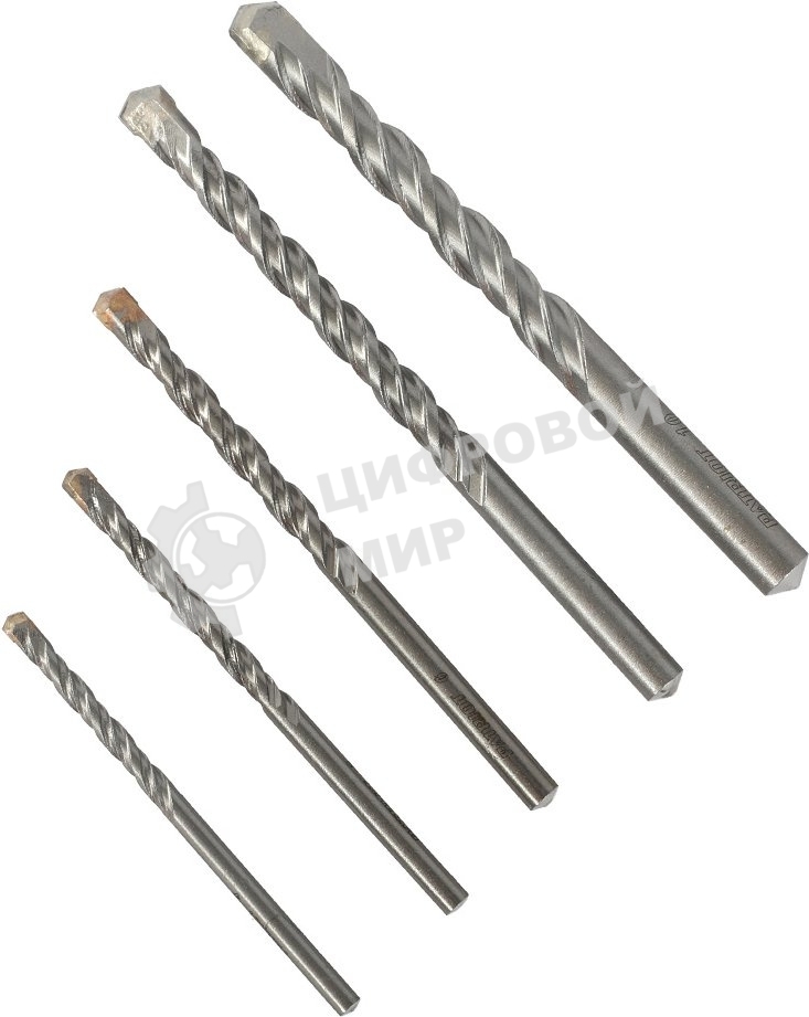 Набор сверл по бетону PATRIOT, 5 шт: 4x75 мм, 5x85мм, 6x100 мм, 8x120 мм, 10x120 мм, в боксе