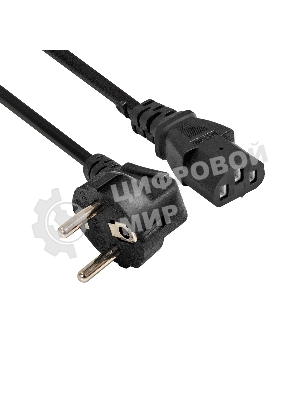 Кабель питания ExeGate Power PC-1P (Евровилка угловая Schuko->C13, VDE-250V-3*1.0мм2, медь, черный, 16A, 1 м)