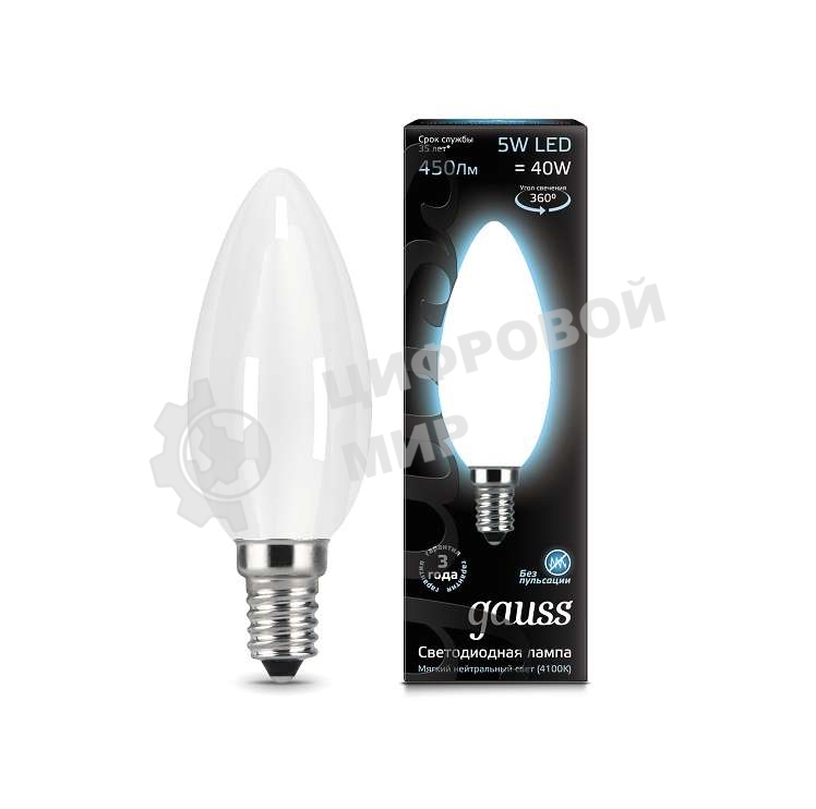 Лампа светодиодная Gauss Filament Свеча E14 5Вт 4100К OPAL