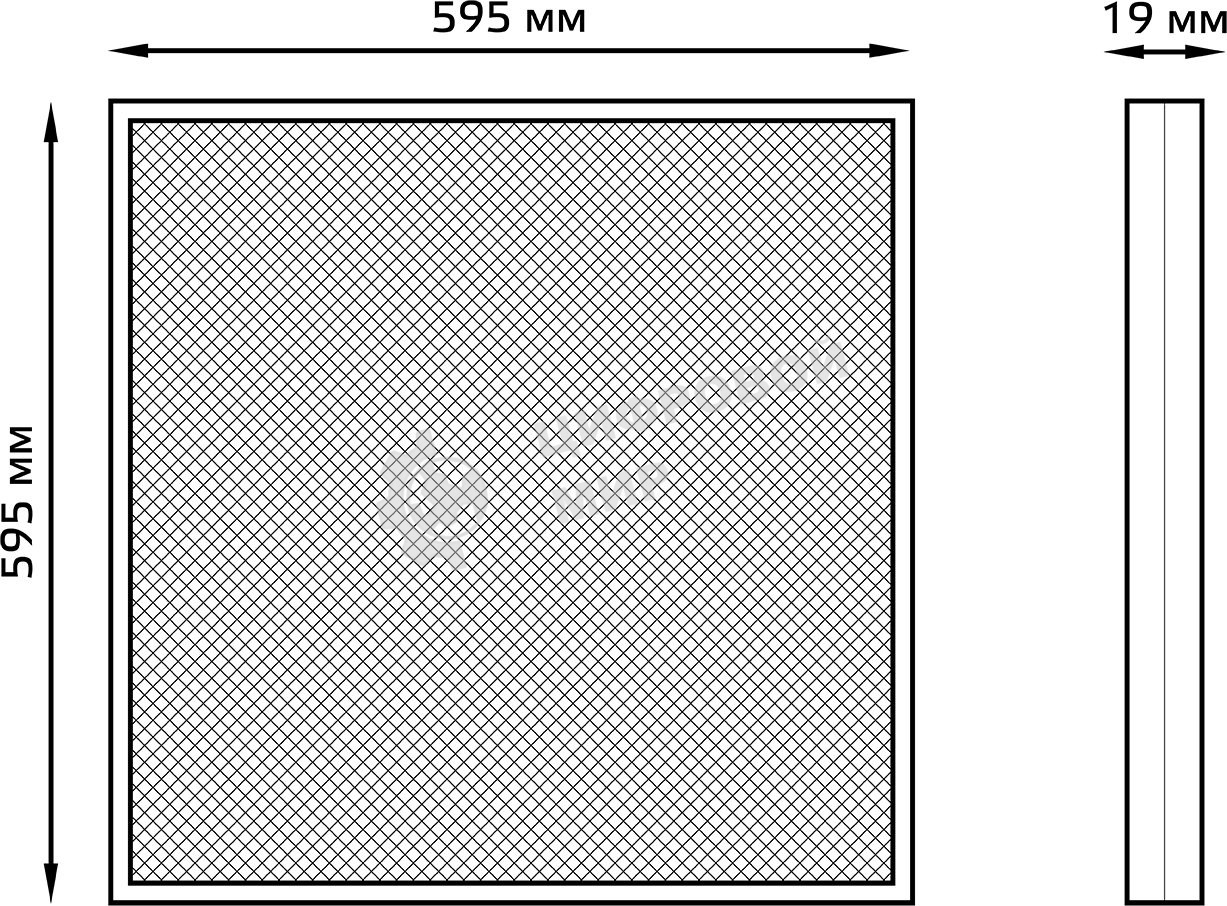 Светильник светодиодный Gauss IP20 595x595x19мм 48W 4200lm 4000K офисный призм. рассеиватель 1/4