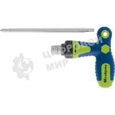 Отвертка Сибртех реверсивная Т-образная комбинированная PH2/SL6, CrV