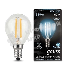 Лампа светодиодная Filament Шар E14 7Вт 4100К Gauss 105801207