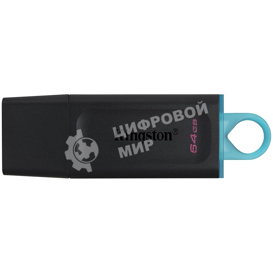 Флешка USB Kingston DataTraveler Exodia (DTX/64GB), 64Gb, USB 3.2 Gen 1, R/W 200/60, черный/бирюзовый