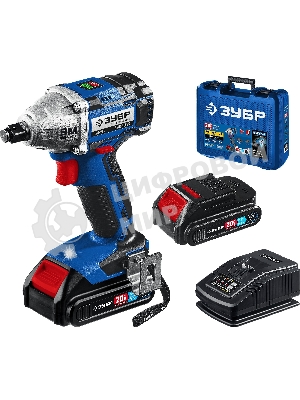 Бесщеточный гайковерт ЗУБР Профессионал GB-250-22, 20В, 2 АКБ (2Ач), в кейсе