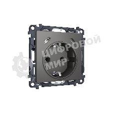 Комплект механизма электрической розетки 2USB С+C 20W с/з на винтовых зажимах 16A-250V ALFA Антрацит серый QUANT (AP6605, VM165) MA660510