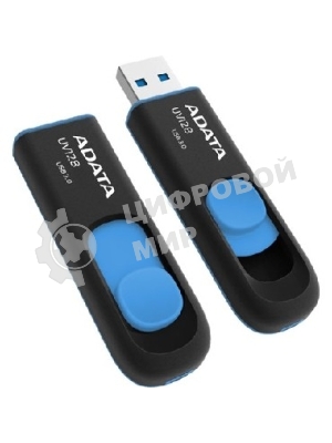 Флешка USB ADATA UV128 (AUV128-64G-RBE), 64Gb, USB 3.0, R/W 100/30, черный/синий