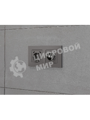 Комплект механизма электрической розетки 2USB С+C 20W с/з на винтовых зажимах 16A-250V ALFA Антрацит серый QUANT (AP6605, VM165) MA660510