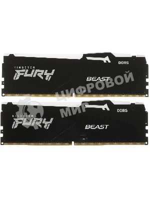 Оперативная память Kingston Fury BeastRGB, DDR5, 64GB (2x32GB), 5600 MHz, CL40, с радиатором, RGB, черный