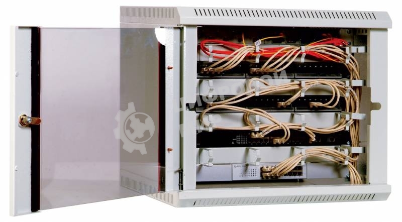 Шкаф настенный ЦМО ШРН-15.650 15U 600x650мм пер.дв.стекл несъемные бок.пан. 50кг серый