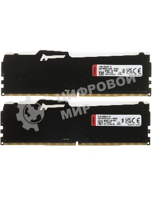 Оперативная память Kingston Fury BeastRGB, DDR5, 64GB (2x32GB), 5600 MHz, CL40, с радиатором, RGB, черный