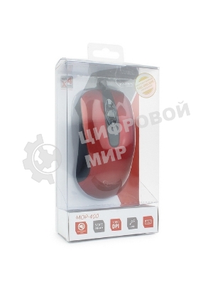Мышь проводная Gembird MOP-400-R красный, 1000 dpi, USB, кнопки - 3