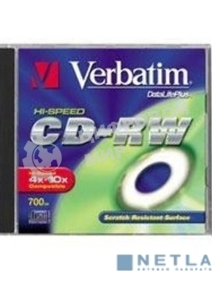 Диск CD-RW Verbatim 700Mb 10x Cake Box (10шт) (43480)