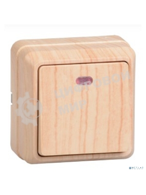 Выключатель 1-кл. ОП ОКТАВА 10А IP20 с индик. сосна IEK EVO11-K03-10-DC