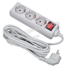 Сетевой фильтр Buro 300SL-3-G 3м, 3 розетки, серый (пакет ПЭ)