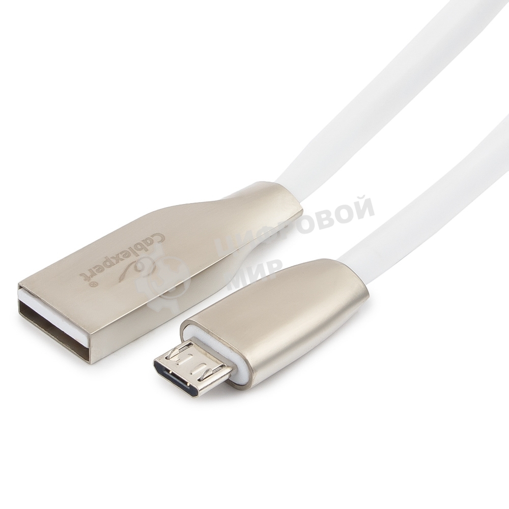 Кабель USB2.0 Cablexpert CC-G-mUSB01W-3M, AM/microB, серия Gold, длина 3м, белый, блистер