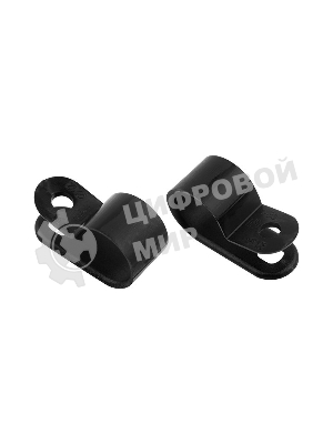 Кабельная скоба под винт Rexant 12 мм, черная, упаковка 50 шт.