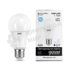 Лампа светодиодная LED Gauss Elementary A60 10Вт E27 6500К