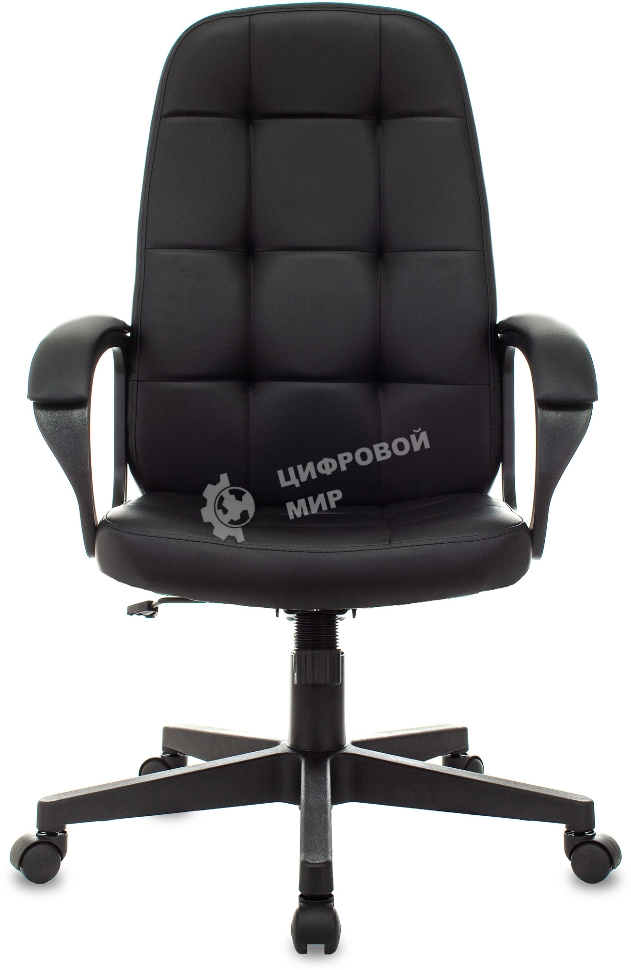 Кресло руководителя Бюрократ CH 002 черный, эко.кожа, крестов. пластик