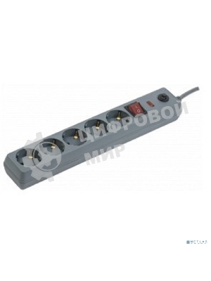 Сетевой фильтр IEK WFP10-16-05-05-ZK-K03 СФ-05К-выкл. 16А 5 мест 5м 3х1мм2 серый