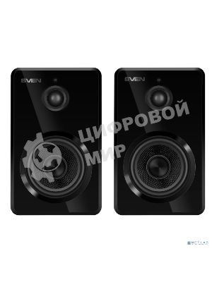 Акустическая система SVEN SPS-730 2.0 черные (2x25Вт, экокожа, USB/SD, пульт ДУ, Bluetooth)