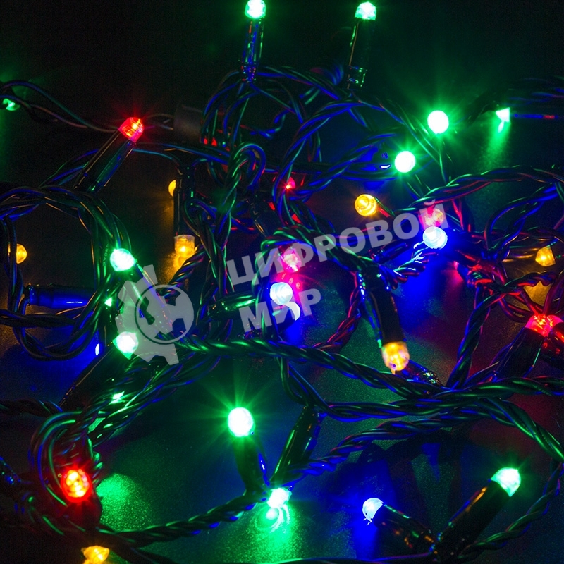 Гирлянда Neon-night Нить 10м, постоянное свечение, черный ПВХ, 230В, цвет: Мультиколор