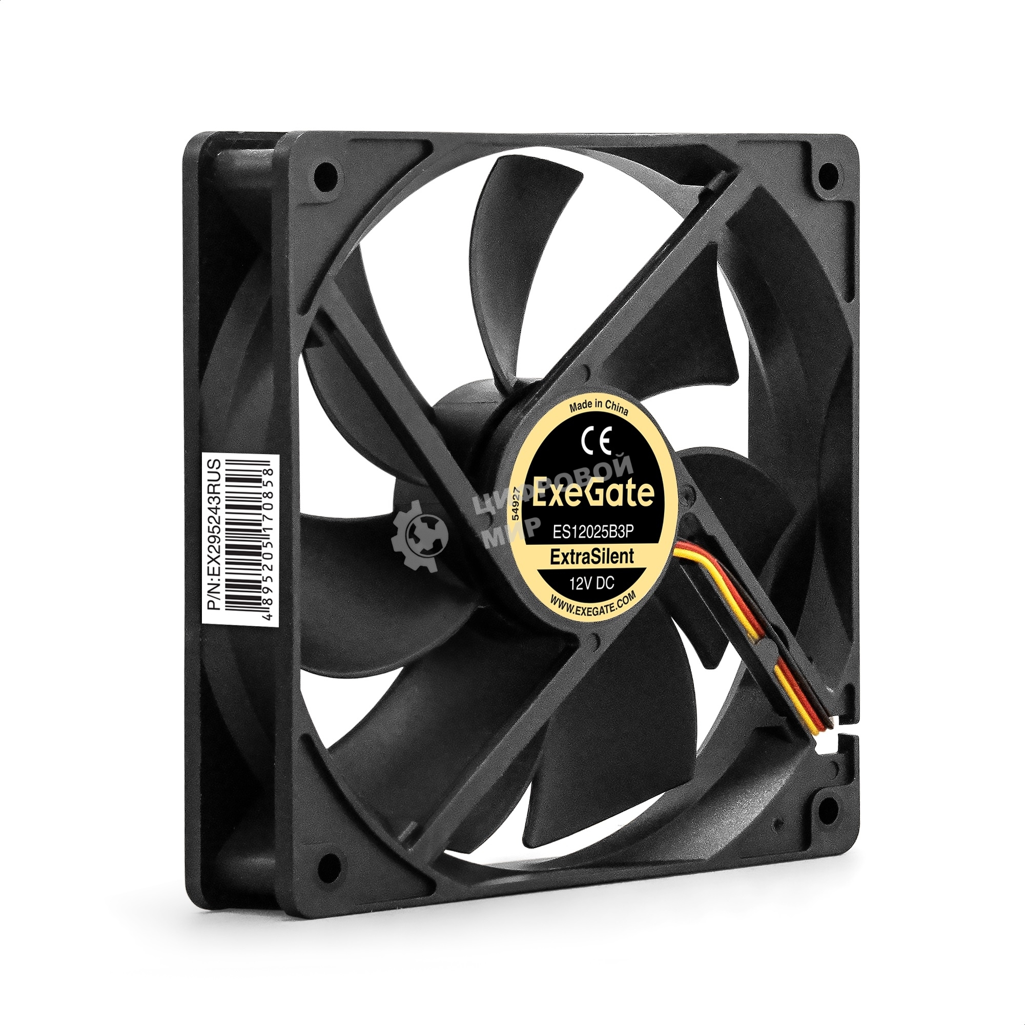 Вентилятор для корпуса ExeGate ExtraPower EP12025B2P черный, 120 мм, 1850 об/мин, 30 дБ, 3 pin