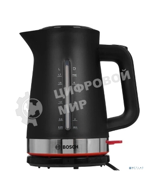 Электрочайник Bosch TWK4M223 черный, 1.7 л, 2400 Вт, скрытый нагревательный элемент