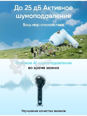 Наушники TWS Realme Buds T200x голубой, внутриканальные, Bluetooth, до 30 ч