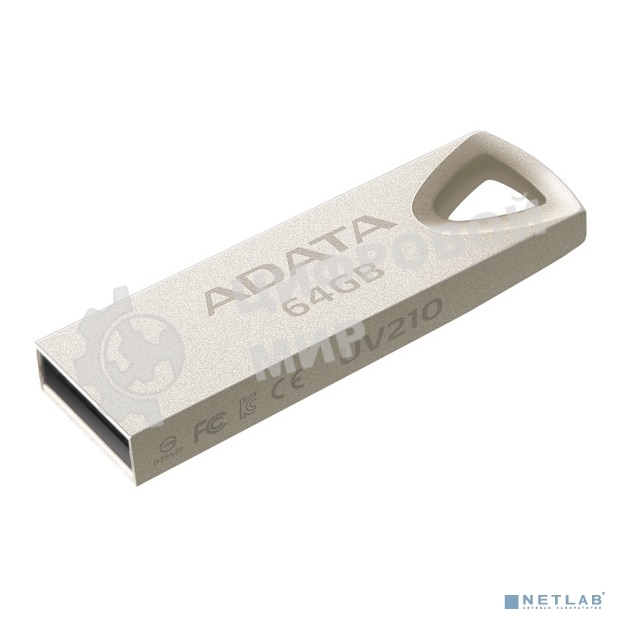 Флешка USB ADATA UV210 (AUV210-64G-RGD), 64Gb, USB 2.0, R/W 15/5, серебро
